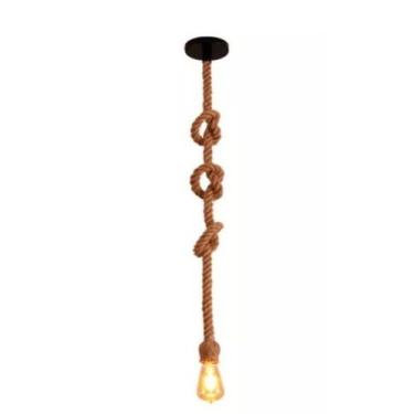 Imagem de Pendente Corda Sisal Designer Rústico 2 metros Luminária Decoração - R