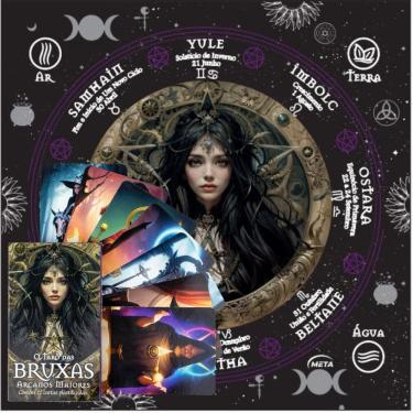 Imagem de Kit Tarô Das Bruxas Arcanos Maiores 22 Cartas + Toalha