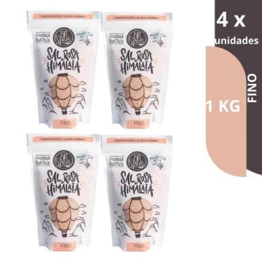 Imagem de Sal rosa do Himalaia Fino BR Spices Pouch 1KG Kit com 2, 4 ou 6 unidad