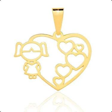 Imagem de Pingente Coração Menina Ouro 18k. - Dream Factory Jóias