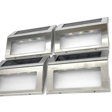 Imagem de Arandela de Pareda para Área Externa, Luminária com Proteção Resistente à Chuva, para Muro, Jardim, Garagem e Fachada(KIT 4 3LED Branco Frio INOX)
