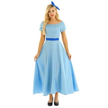 Imagem de vastwit Vestido de festa de princesa para meninas, fantasia de Halloween, cosplay, vestidos maxi chiques, Azul claro, X-Large