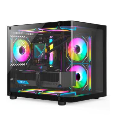 Imagem de Gabinete Gamer Aquário Hayom GB1798 - Vidro Temperado - Incluso 4 Coolers 120mm - Micro ATX - Preto