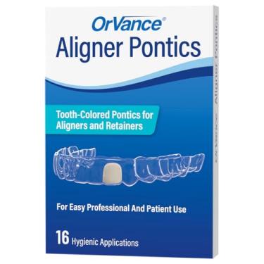 Imagem de OrVance Aligner Pontics - Sombra original (média) (16 unidades) | Substituição temporária de dentes para bandejas Invisalign, alinhador e retentores transparentes durante o tratamento ortodôntico