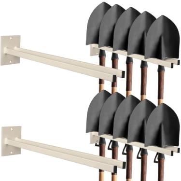 Imagem de Zonon 4 porta-ferramentas extra longo para pás, pás, ancinhos, vassouras, suporte de pá para caminhões e pás, suporte de parede de aço revestido com pó, resistente, organizador de armazenamento de