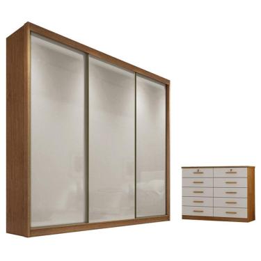 Imagem de Guarda Roupa Casal Londres e Gaveteiro Milão com Chave Cumaru 25 Fendi - Novo Horizonte