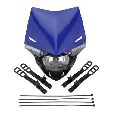 Imagem de GOOFIT H4 Universal 12V 35W Farol de Motocicleta Luz LED para Supermoto Motocross Yamaha Suzuki Honda Kawasaki Bicicleta Cafe Racer ATV Motocicleta Sujeira Azul