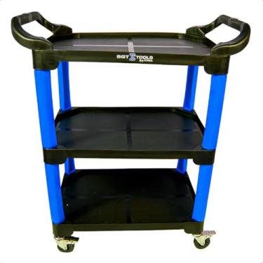 Imagem de Carrinho Mecânico 3 Andares 135Kg com Rodas - Projetado Para Oficina (Azul)