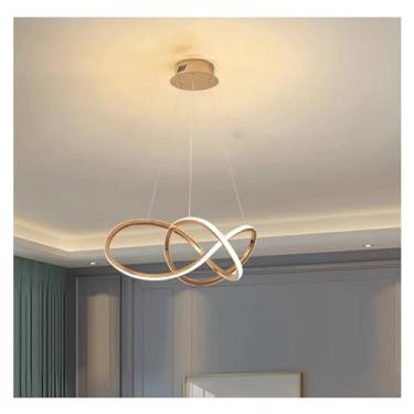 Imagem de Lustre para sala de jantar, iluminação interna, luz de teto, luz de parede, lustre LED, iluminação interna para sala de estar (dourado B 60 cm, branco quente)