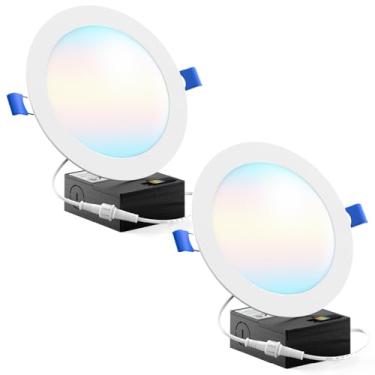 Imagem de Sunco Lighting 6" Led Embutido, Luzes De Teto Sem Moldura Finas Com Caixa Junção, 850 Lm, 14 W (Equivalente A 100 W), Cct Selecionável 2700 K/3000 K/4000 K/5000 K/6000 K, Regulável, Pacote 2 Unidade