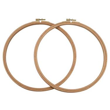 Imagem de guofa Bastidores de bordado para ponto de cruz, aros decorativos para pendurar, 2 peças de bastidores de madeira de faia