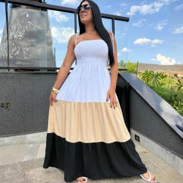 Imagem de Vestido Plus Size Leve Soltinho Com Alça Ajustável Perfeito Para Praia