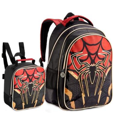 Imagem de Mochila Infantil E Lancheira Menino Escolar Aranha Spider - Denlex, Pr