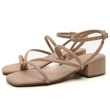 Imagem de Sandalia Saltinho Baixo Feminina Festa Versatil Fechamento Fivela Palmilha EVA Casual Tamanho:35;Cor:Nude;Gênero:Feminino;Departamento BS:Esporte