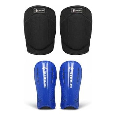 Imagem de Kit Infantil Joelheira Futsal Volei E Caneleira Para Futebol (Pequeno)