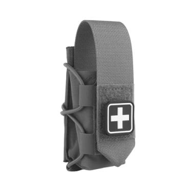 Imagem de Bolsa de torniquete para SAM XT/CAT/SOF, com aba de gancho para puxar rápido IFAK ou remover cordão elástico aberto, suporte de tecido durável MOLLE bolsa médica adequada para coletes táticos/cintos