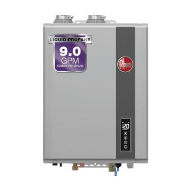 Imagem de Rheem RTGH-90DVLP-3 Aquecedor de água propano líquido sem tanque condensador de alta eficiência para ambientes internos, 9,0 GPM