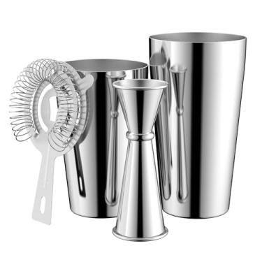 Imagem de Boston Shaker Tins Bartender, conjunto de ferramentas de barra de aço inoxidável 304, kit de coqueteleira com um liquidificador de 800 ml e um liquidificador de 600 ml para fazer coquetéis e shakes