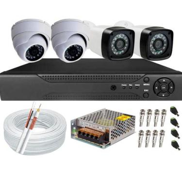 Imagem de Kit Cftv 4 Câmeras Segurança 2mp 1080p 20m Dvr Full Hd 4 canais - TW