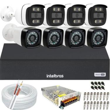 Imagem de Kit 8 Câmeras Segurança 4 câmeras Full HD 1080p 2MP Bullet 20M Infra 4