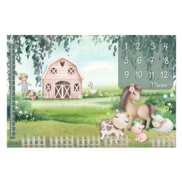 Imagem de Lençol Painel Cenário de Foto Mêsversário Fazendinha Menina - Minha Es