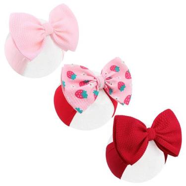 Imagem de Bandanas para meninas Lanmerry, 3 peças, laços rosa de 15 cm