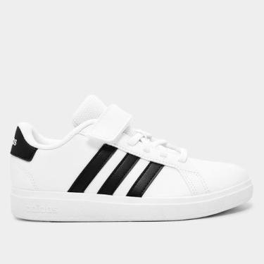 Imagem de Tênis Infantil Adidas Grand Court 2, Branco, Preto, 29