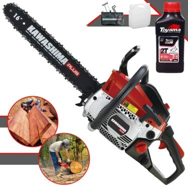 Imagem de Moto Serra KCS380P Kawashima À Gasolina Motor 2T 37cc Alta Potência e Rotação Motosserra Profissional Com Sabre 16’` + ÓLEO TOYAMA FG50 2T EXTRA