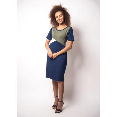 Imagem de Vestido Pau a Pique Básico Azul Marinho e Verde