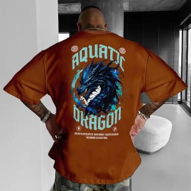 Imagem de Camiseta Oversized Algodão Street Academia Gym Treino Aquatic Dragon -