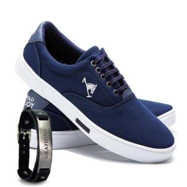 Imagem de Kit Sapatênis Lona Amarração com Pulseira Masculino Casual - Polo Joy,