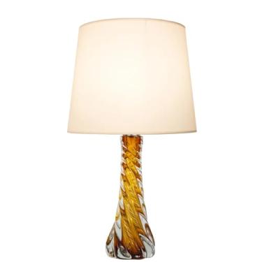 Imagem de BASE PARA ABAJUR MURANO CROMADO E ÂMBAR (D)11CM (A)35CM 1X40W E27