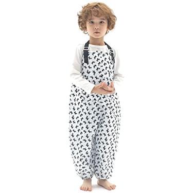 Imagem de Macacão infantil impermeável – alças ajustáveis, calça leve para chuva, bagunça e lama, Com filhote preto, M