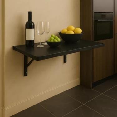 Imagem de Mesa Retrátil Dobrável 100cm x 50cm de parede cozinha Borda Redonda(Preto,70x50cm)