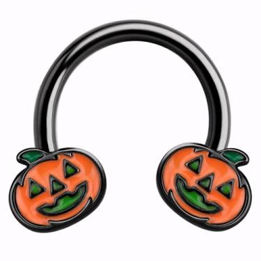 Imagem de BodyBonita Anéis de septo para mulheres e homens 16G, aço cirúrgico 316 ferradura de Halloween argolas de nariz, aranha abóbora hélice daith concha piercing joias cartilagem brincos vermelho CZ 10 mm