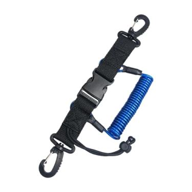 Imagem de Dynwave Cordão de mergulho com fivela de liberação rápida, cordão profissional versátil com mola espiral para lanterna de câmera e luzes de mergulho, Azul