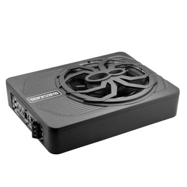 Imagem de Subwoofer fino com amplificador de carro ativo - 800, perfil baixo, subwoofer de 25,4 cm, controle remoto de subwoofer, amplificador embutido, para caminhão, com luz LED azul (TOP10 - sem LED)