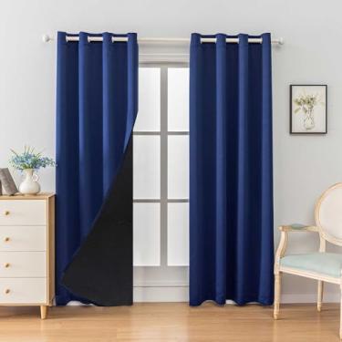 Imagem de Anytime Conjunto de cortinas 100% blackout, cortinas de janela com isolamento térmico e eficiência energética para quarto de hóspedes, painéis de sombreamento completos para trabalhadores em turnos e
