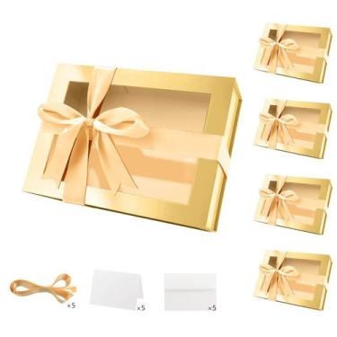 Imagem de Caixas de presente PACKQUEEN Gold com janela 24x17,5x10cm (pacote com 