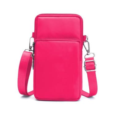 Imagem de Bolsas transversais para mulheres - Mini bolsas de telefone com alça transversal e carteira - Bolsa de braço de nylon para mulheres e homens, Rose Reda, Small, Bolsas transversais femininas bolsa de