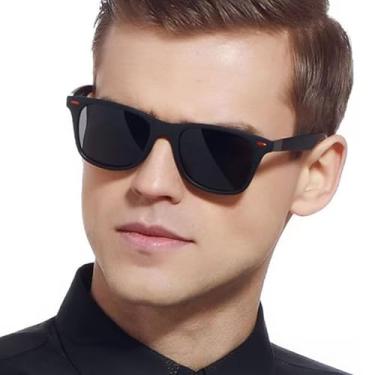 Imagem de Óculos de sol quadrados polarizados – armação preta leve para dirigir, esportes e atividades ao ar livre, Armação azul areia, lente cinza, F