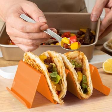 Imagem de 1 suporte premium para tacos, bandeja de rua, lava-louças e micro-ondas para uso na cozinha, laranja