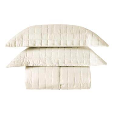 Imagem de Colcha Cobre Leito Dupla Face 400 Fios Toque Aveludado 3 Peças – Kit Cama Completo Solteiro Casal Queen e King (Marfim,Casal)