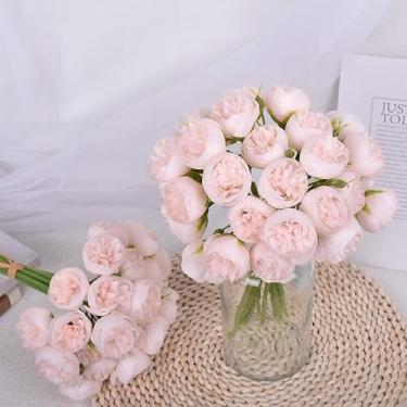 Imagem de 9 peças/conjunto de 27 cabeças rosas peônia flores artificiais buquê de seda para vaso de mesa, decoração de casamento em casa, flores falsas, 30 cm (rosa claro)