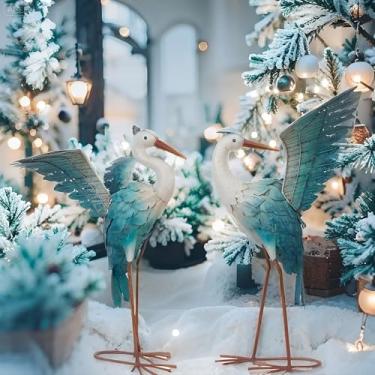 Imagem de Natelf Esculturas e estátuas de garça azul jardim (azul-3)