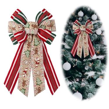 Imagem de Blinket Laço grande de Natal, vermelho, verde, buffalo, listras, xadrez, laços, para grinalda, homem de gengibre, floco de neve, árvore de Natal, para festa de ano novo, casa, decoração interna e