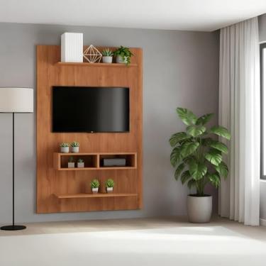 Imagem de Painel para Tv Até 50 Polegadas com Nicho e Prateleiras - Mel