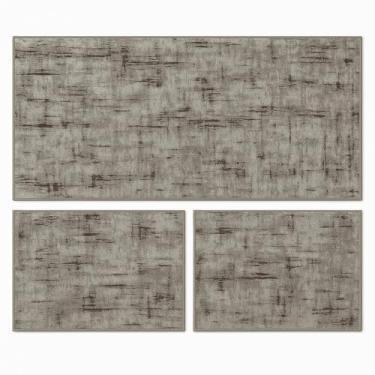 Imagem de Jogo de Tapete para Cozinha Antiderrapante 3 Peças Moderno Passadeira e Tapetinhos Decorativos (Obra de Arte Branco/Marrom)