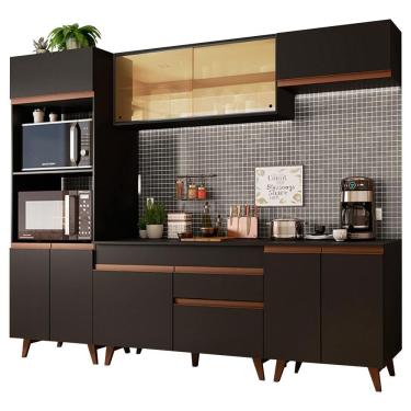 Imagem de Cozinha Completa Reims com Armário e Balcão Preto Madesa