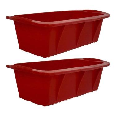 Imagem de Kit 2 Formas Bolo Inglês Pão Silicone Cozinha Doce Assadeira
